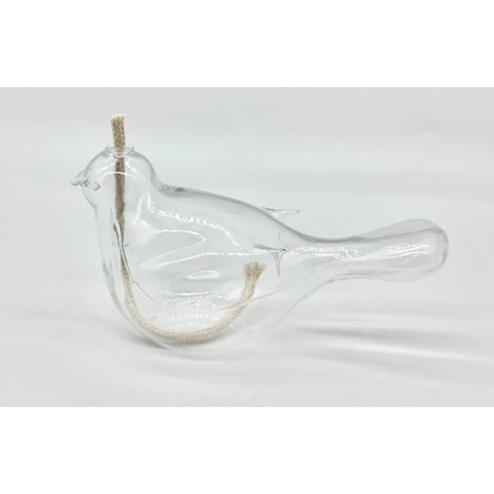 Hand-Blown Clear Glass Bird Oil Lamp Propagation Planter Bud Vase